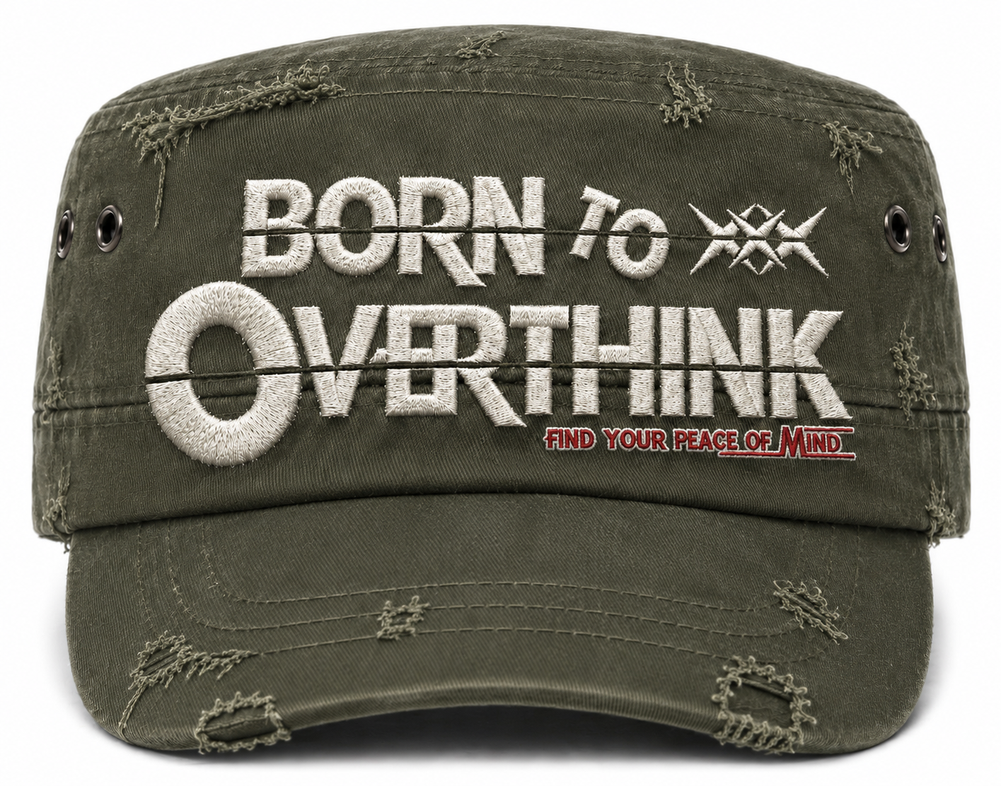 “Born To Overthink” Cadet Cap - Green