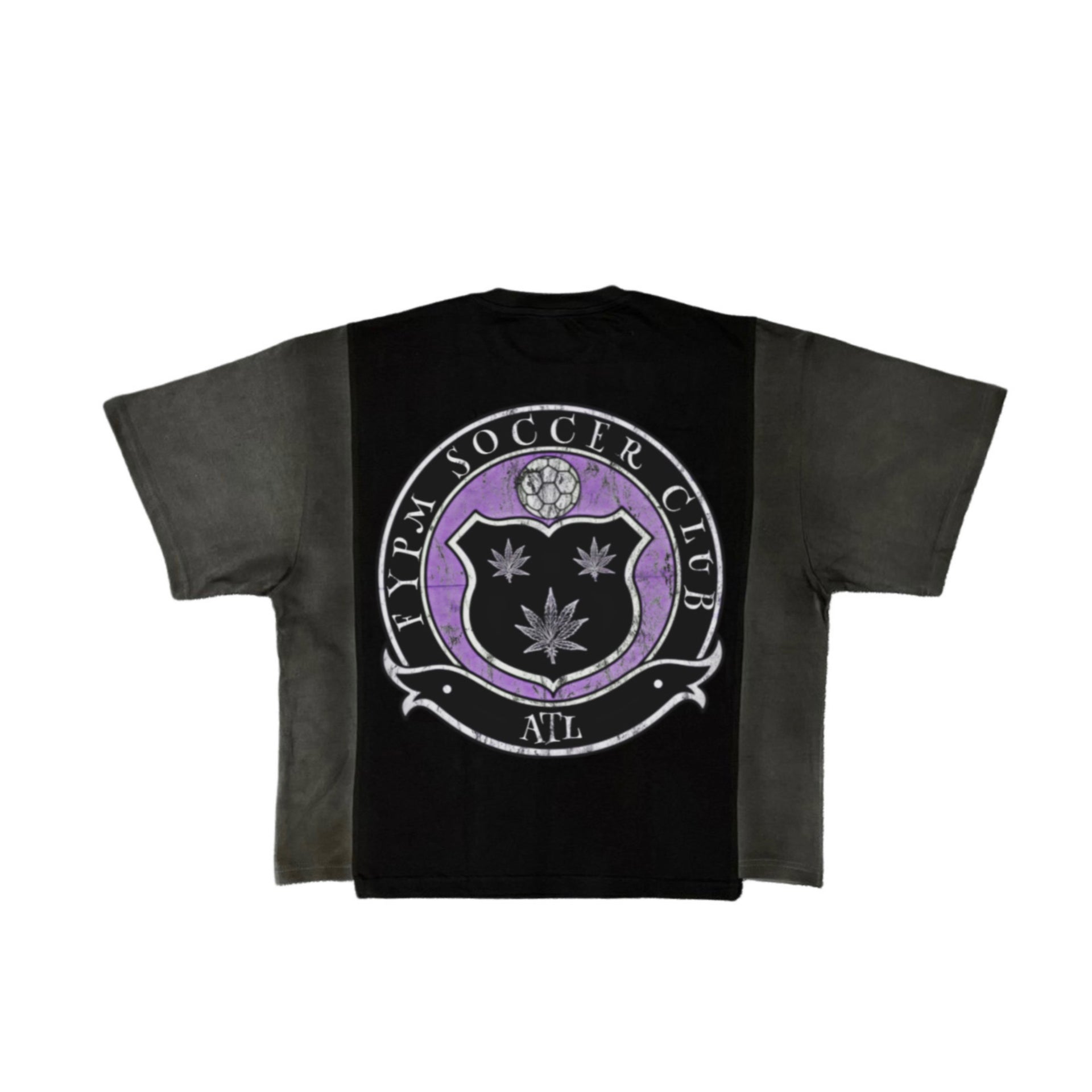 "Soccer Club" Split Panel T-Shirt - Black/Charcoal Grey