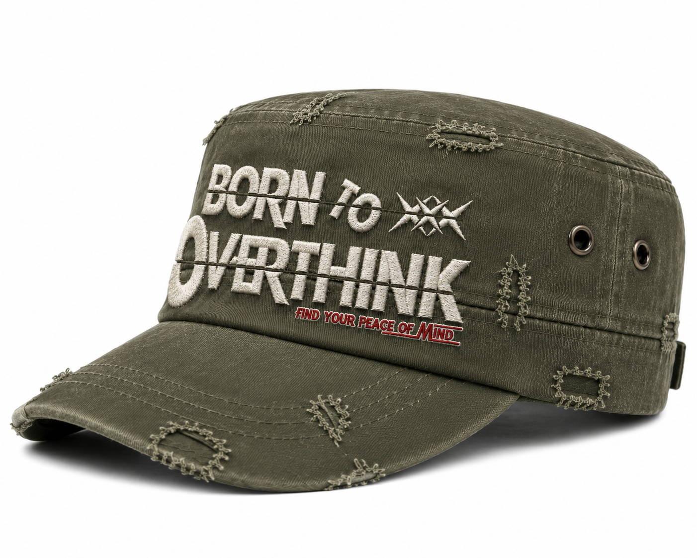 “Born To Overthink” Cadet Cap - Green