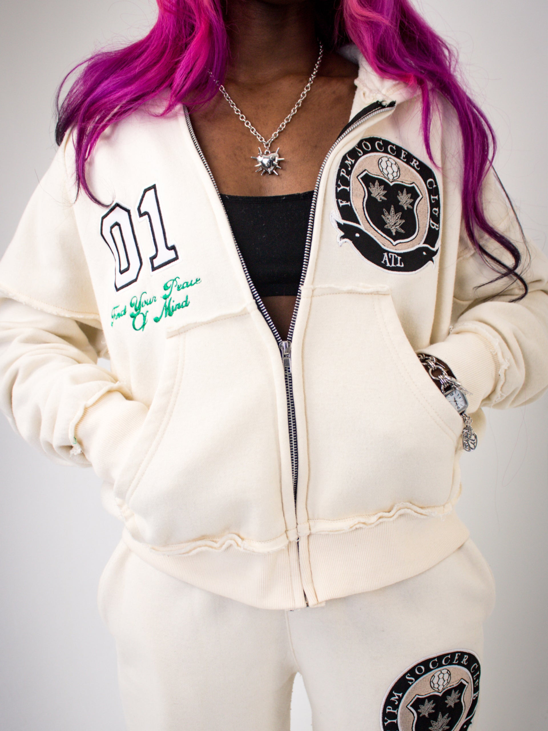 "Soccer Club" Zip-Up – Cream