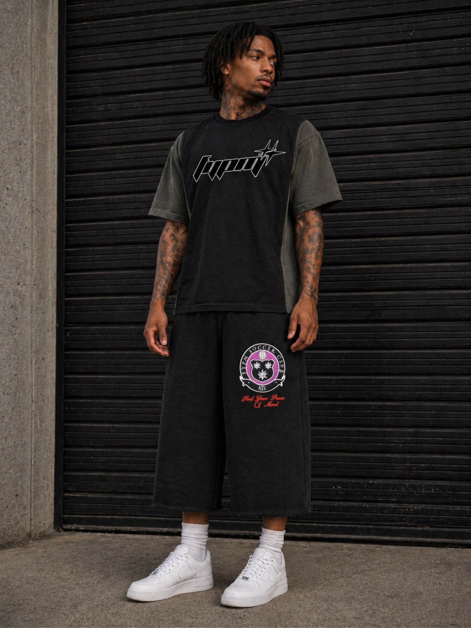 "Soccer Club" 3/4 Shorts – Black