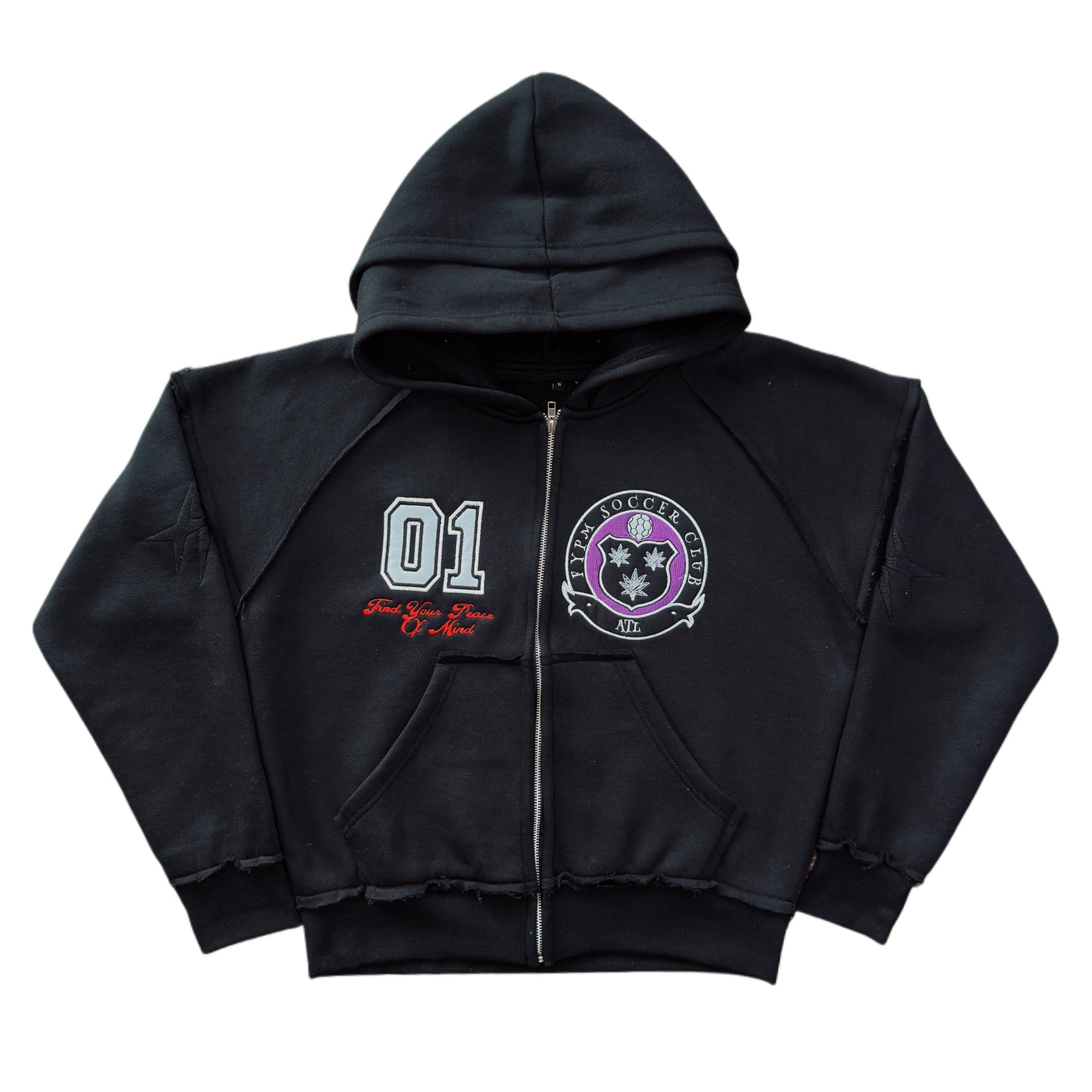 "Soccer Club" Double Hood Zip-Up – Black