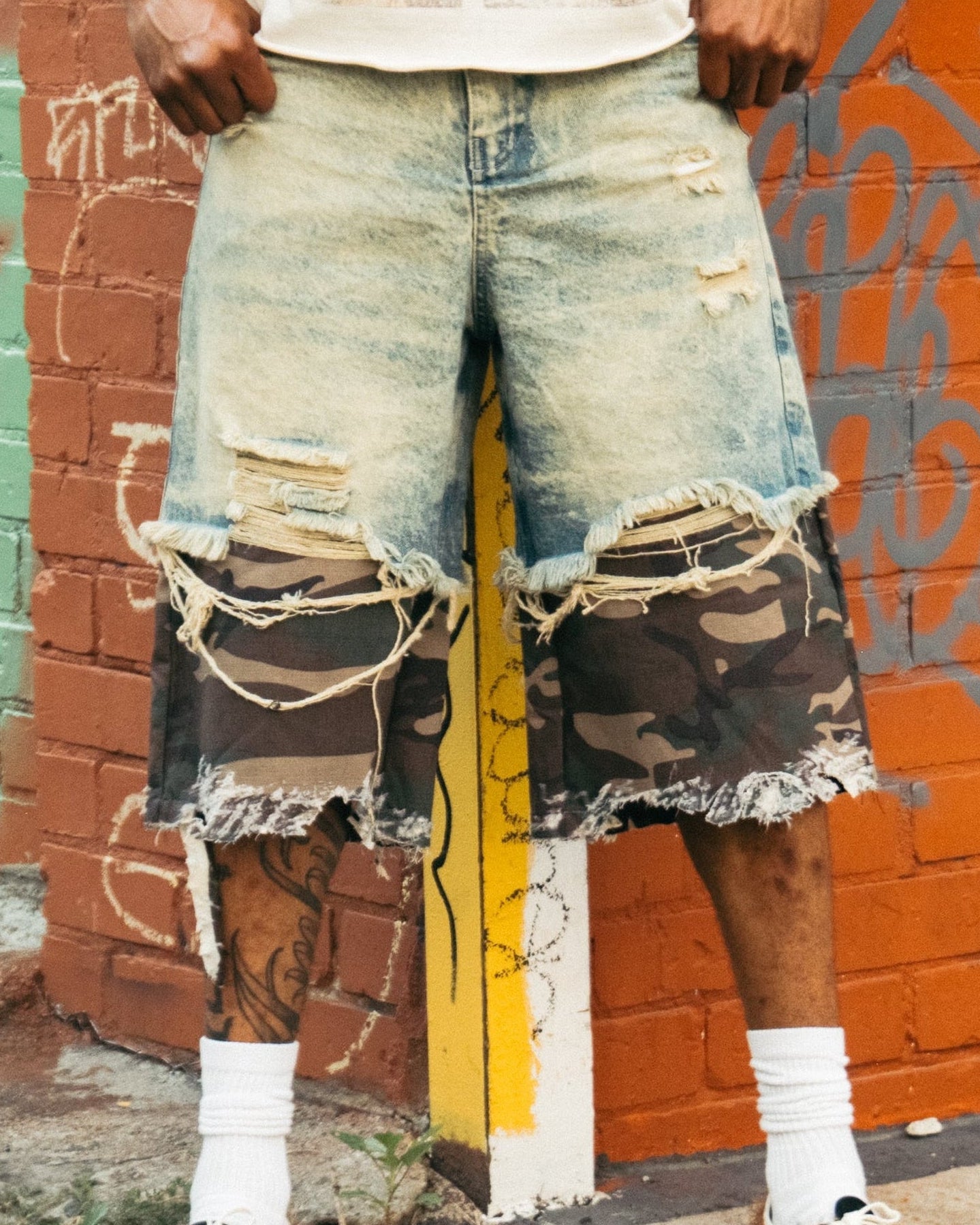 1987 Jungle Camo Jorts - Light Blue
